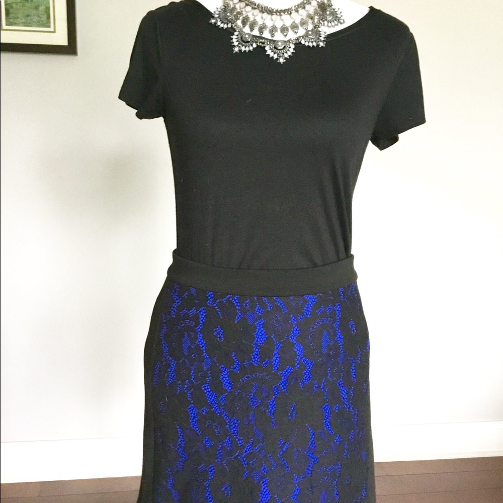 Lace over Cobalt blue skirt sz S